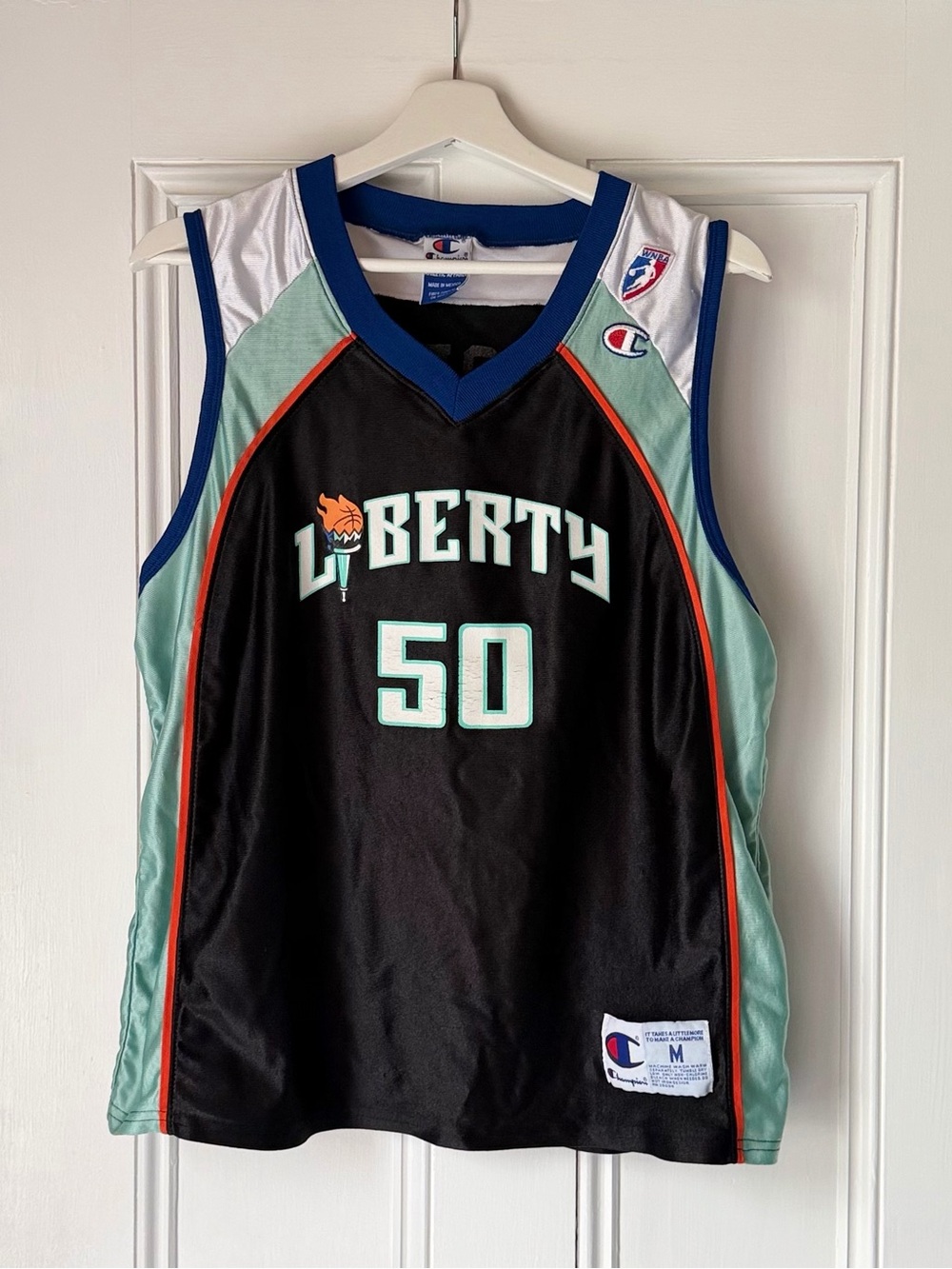 Vintage Rebecca Lobo New York Liberty WNBA Jersey Size M Champion # 50 90s Rare